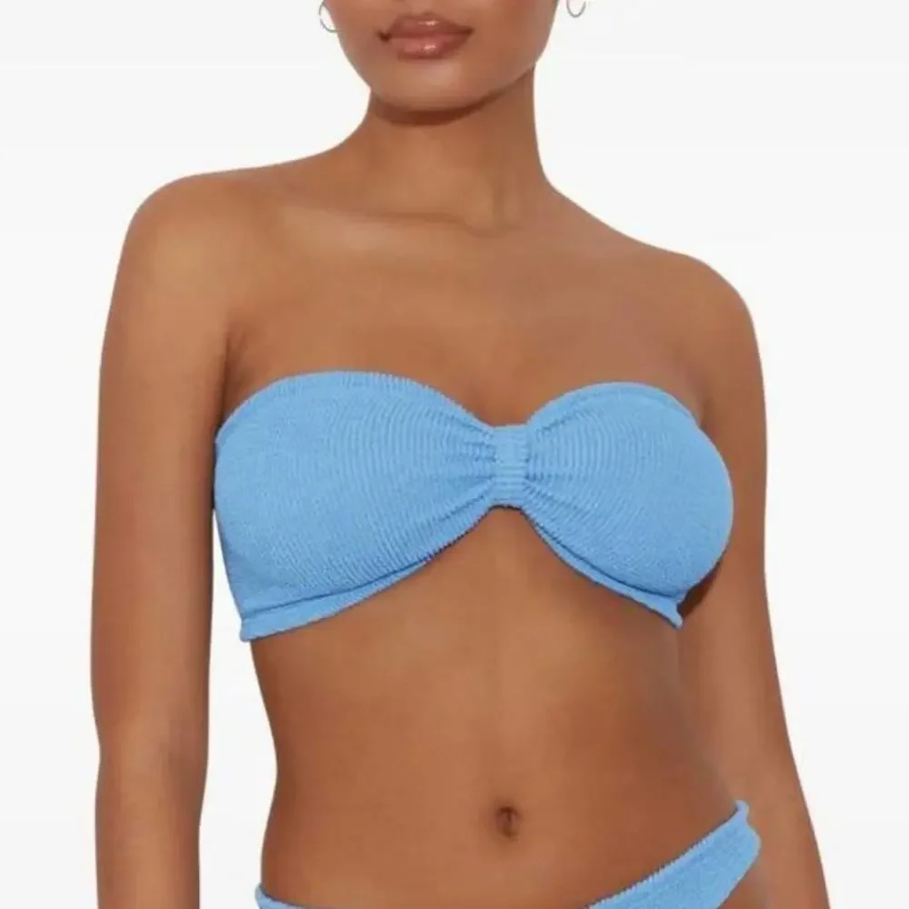 NEW HUNZA G Tina Bikini Top In Cornflower Size ONE SIZE